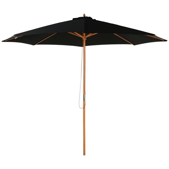 Parasol de terrasse extérieur Ø300 cm avec système de poulie, toit ventilé et mât détachable, noir - Image 1