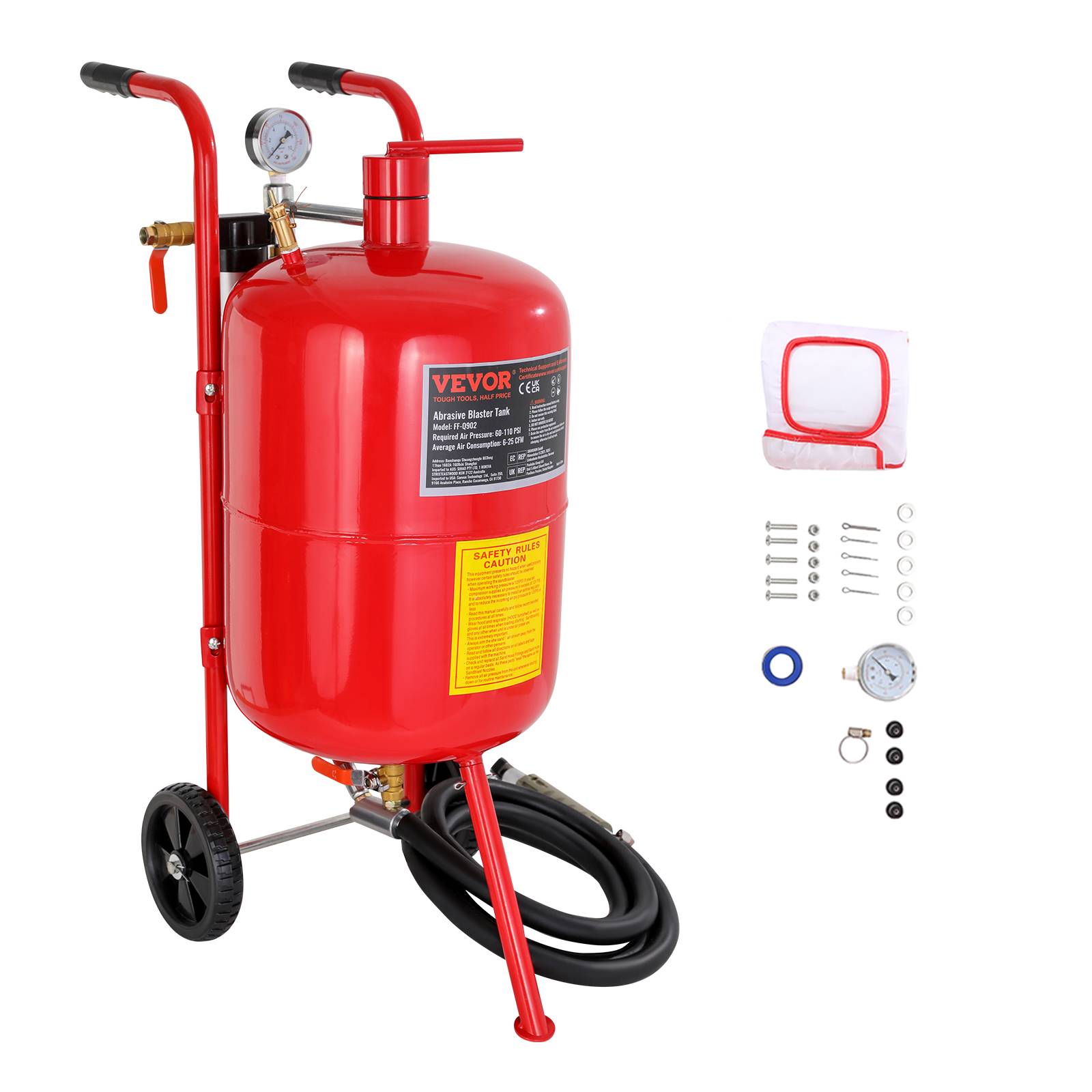 VEVOR Sableuse pneumatique acier, cabine 40L, professionnelle, pour nettoyage et dérouillage. - Image 1