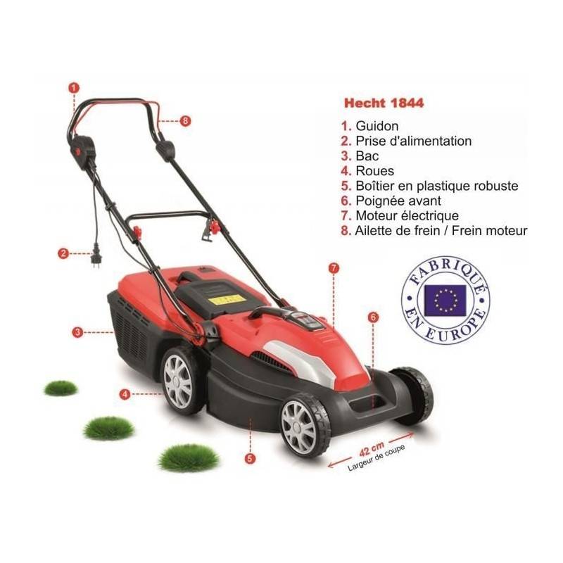 Hecht 1844 Tondeuse a gazon electrique 1800 W 3300 U/min - Image 2