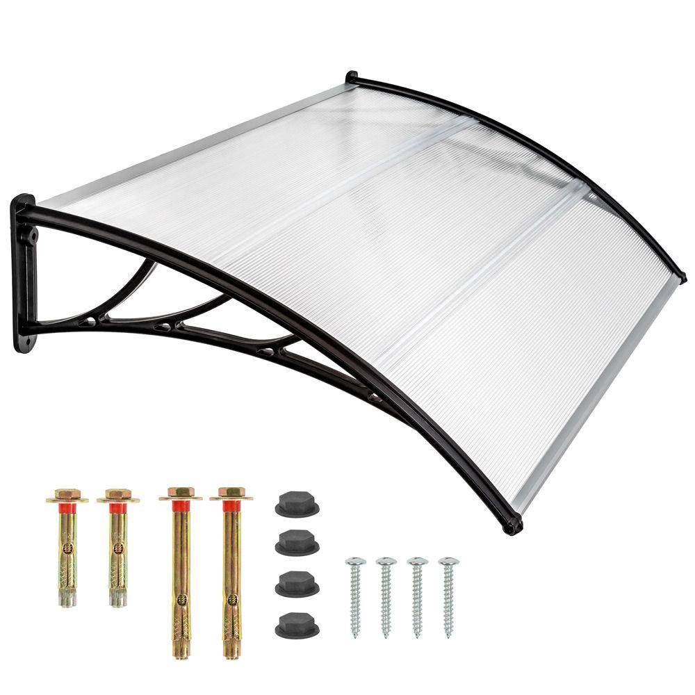 Helloshop26 - Auvent porte marquise abris de jardin moderne polycarbonate 120 cm - Image 1