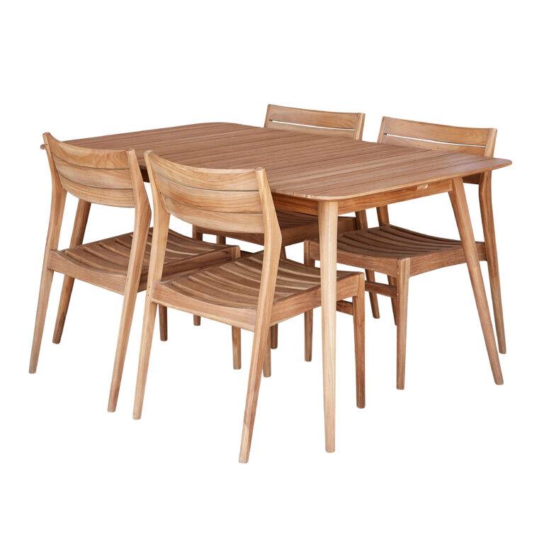 Wilsa Garden - Salon de jardin bois teck 4/6 places avec 4 chaises NAPLES - Image 2