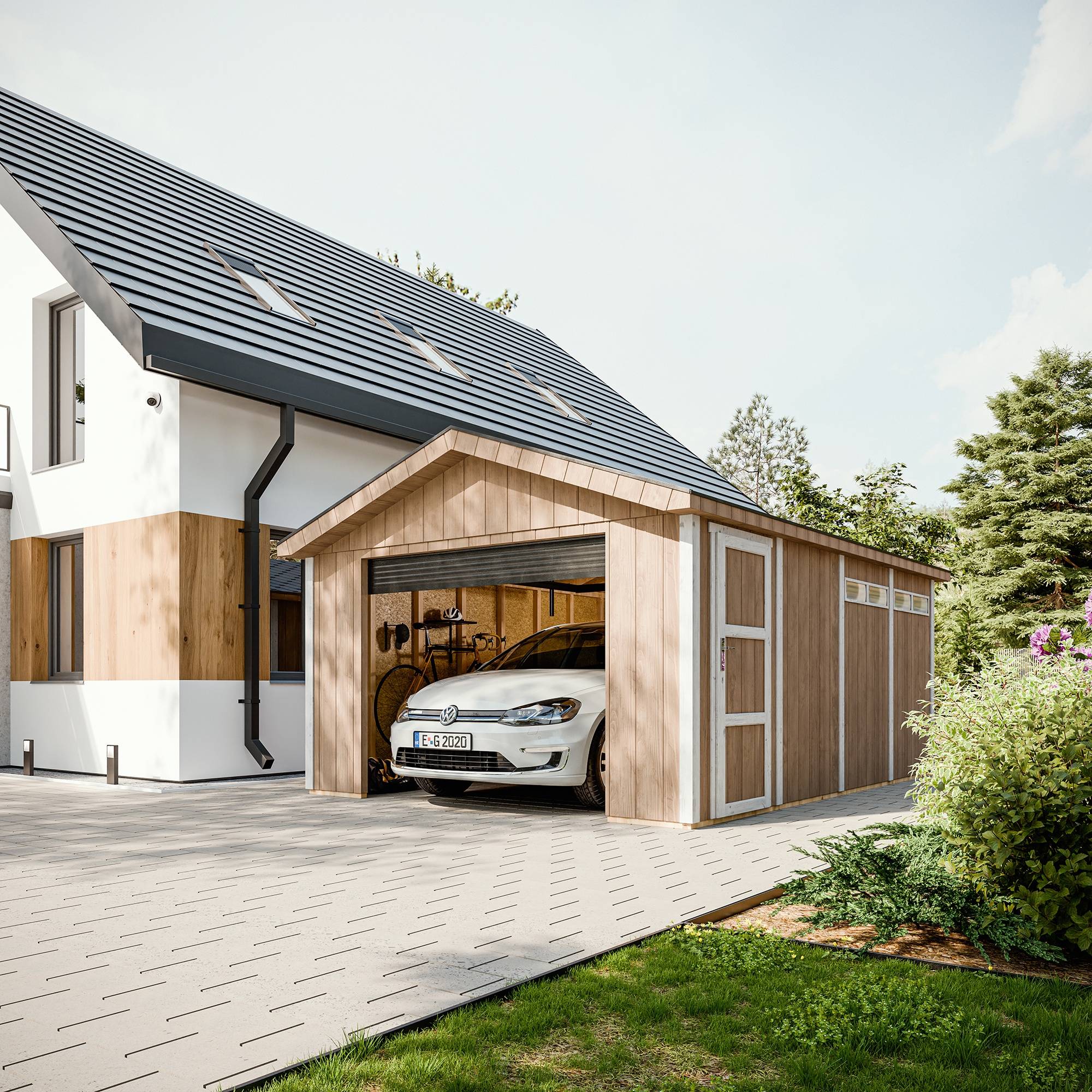 Timbela - Garage Qualité Premium 17 m² / L378xl530 cm - garage pour auto, moto, vélos, machines de jardinage - Timbela M991B-HARVEST HONEY - Image 5