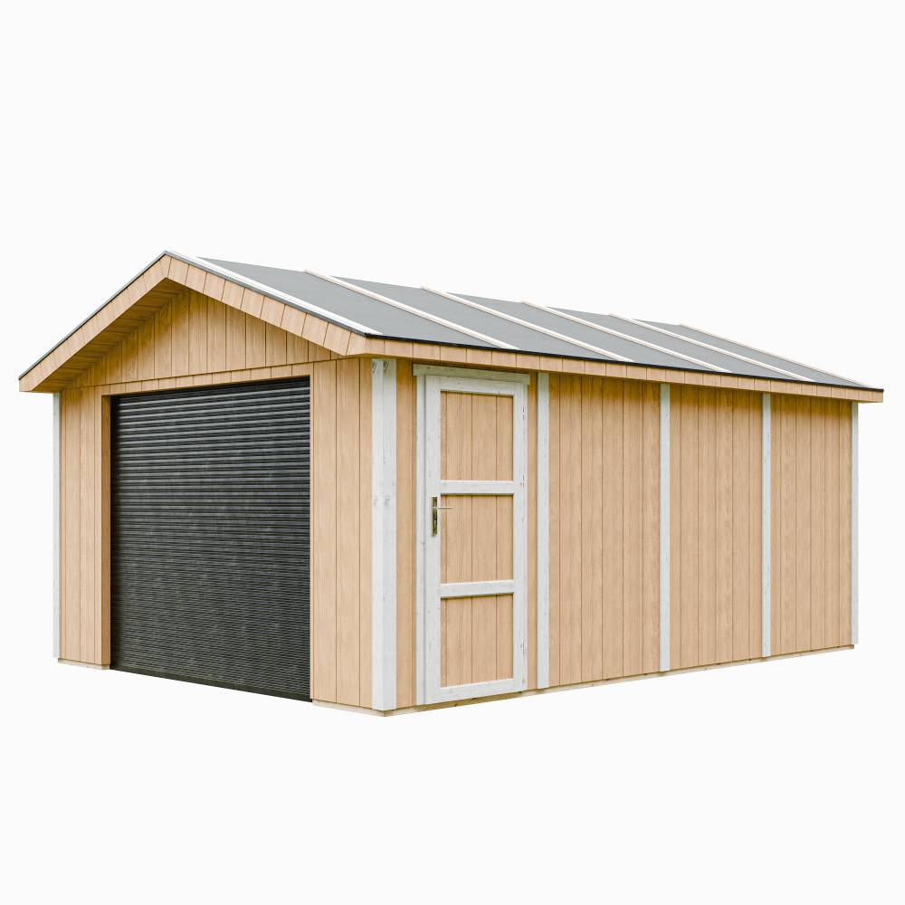 Timbela - Garage Qualité Premium 17 m² / L378xl530 cm - garage pour auto, moto, vélos, machines de jardinage - Timbela M991B-HARVEST HONEY - Image 1