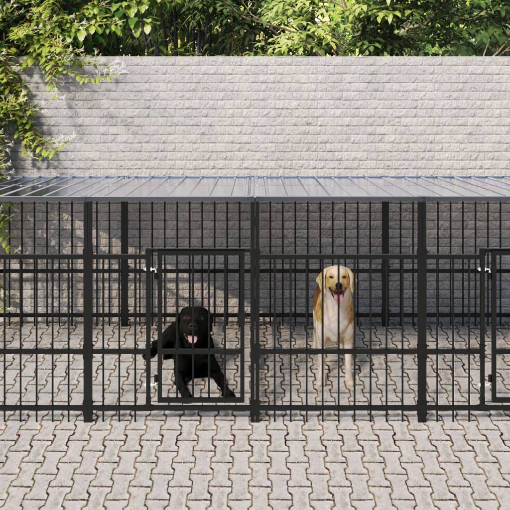 Vidaxl - Chenil d'extérieur avec toit pour chiens Acier 11,26 m² vidaXL 3124669 - Image 1