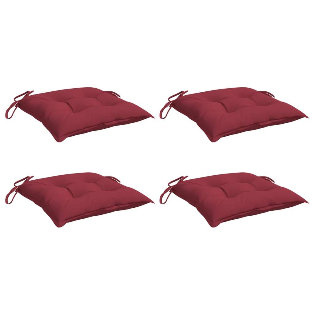 Coussins de chaise tissu Oxford rouge bordeaux 40 x 40 x 7 cm - PANGIVO - Image 3
