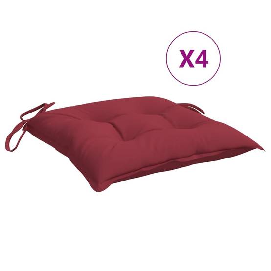 Coussins de chaise tissu Oxford rouge bordeaux 40 x 40 x 7 cm - PANGIVO - Image 2