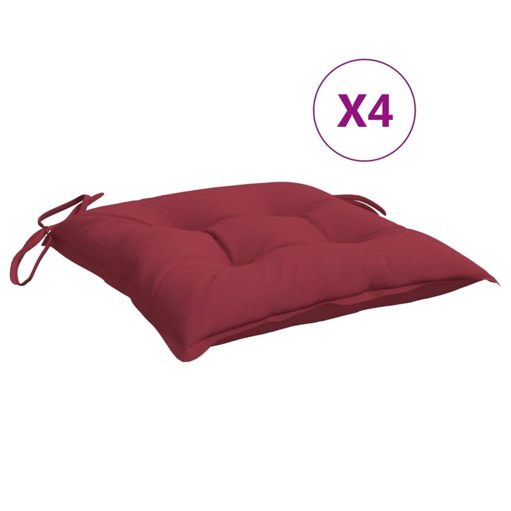 Coussins de chaise tissu Oxford rouge bordeaux 40 x 40 x 7 cm - PANGIVO - Image 2