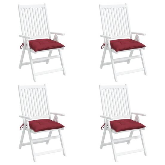 Coussins de chaise tissu Oxford rouge bordeaux 40 x 40 x 7 cm - PANGIVO - Image 4