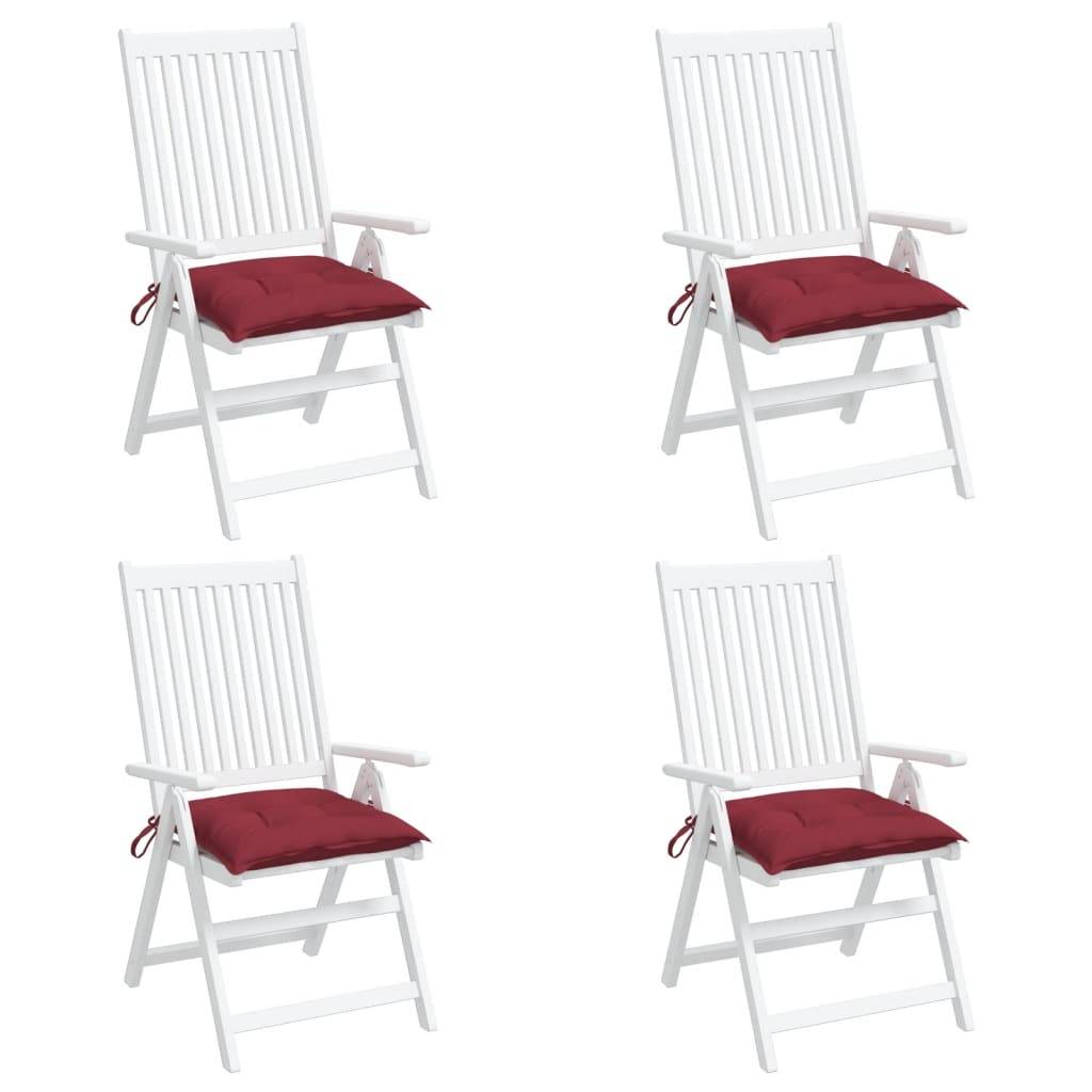 Coussins de chaise tissu Oxford rouge bordeaux 40 x 40 x 7 cm - PANGIVO - Image 4