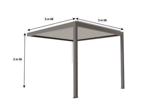Pergola Bioclimatique Aluminium Adossée Gris 3x3 Manuelle S ORIAL France - Image 2