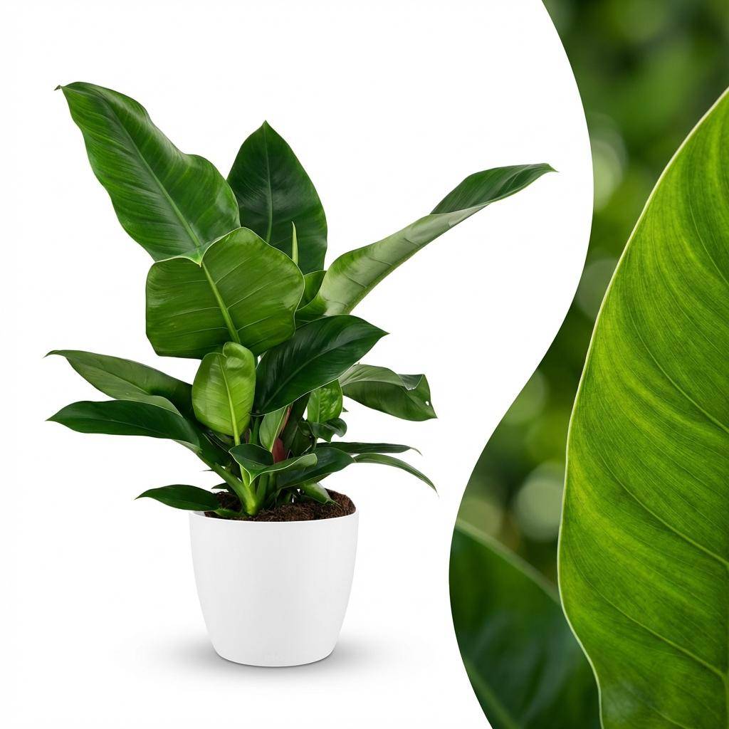 Philodendron - Philodendron Imperial Green - Pot de 19cm - Hauteur 65cm - Blanc - Plantes d'intérieur - Image 2