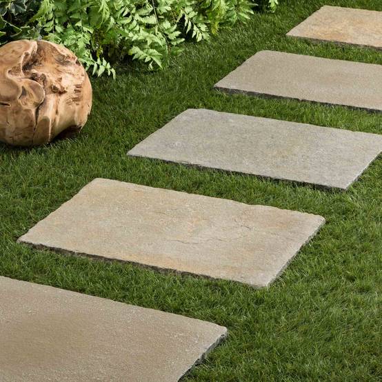 Pas japonais Rectangle Pierre de Tandur Beige 60x40x2 cm (à l'unité) - RO'MA NATURE - Image 1