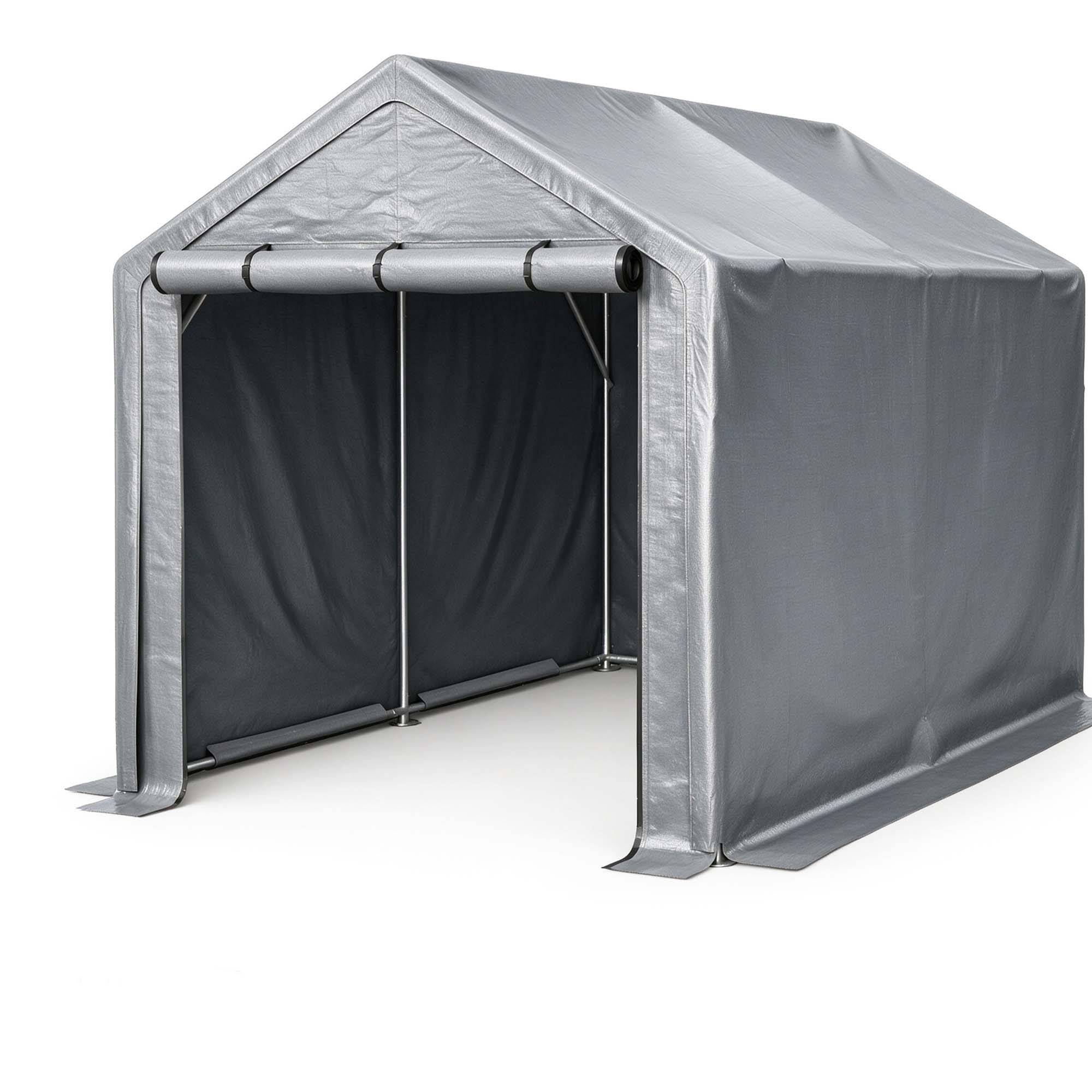 Carport abri multifonction 296×190×200 cm, acier galvanisé, bâche imperméable anti-UV gris - Image 6