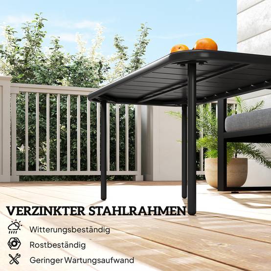 Table d'appoint rectangulaire en acier, facile à nettoyer, pour balcon, jardin, terrasse, véranda, 90 x 50 x 43 cm, noire - Image 6
