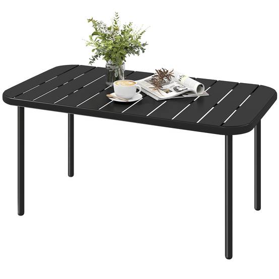 Table d'appoint rectangulaire en acier, facile à nettoyer, pour balcon, jardin, terrasse, véranda, 90 x 50 x 43 cm, noire - Image 2