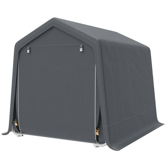 Tente de jardin vélos cadre métal 2 portes zip imperméable anti-UV 2,4x2x2 m gris foncé - Image 2