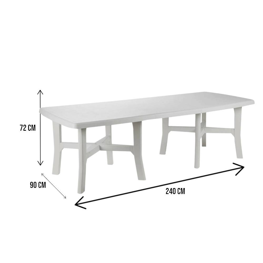 Dmora - Table d'extérieur Dhysa, Étagère à manger extensible, Table de jardin rectangulaire polyvalente, 100% Made in Italy, 160x100h72 cm, Blanc - Dmora - Image 3