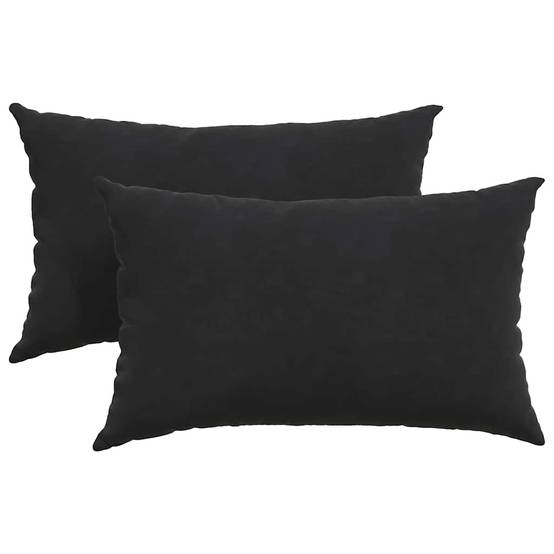 Lot de 2 Coussins de Canapé Velours Côtelé Déhoussable pour Salon et Chambre Noir 50x30 cm – ComfortXL Outdoor Living - Image 2