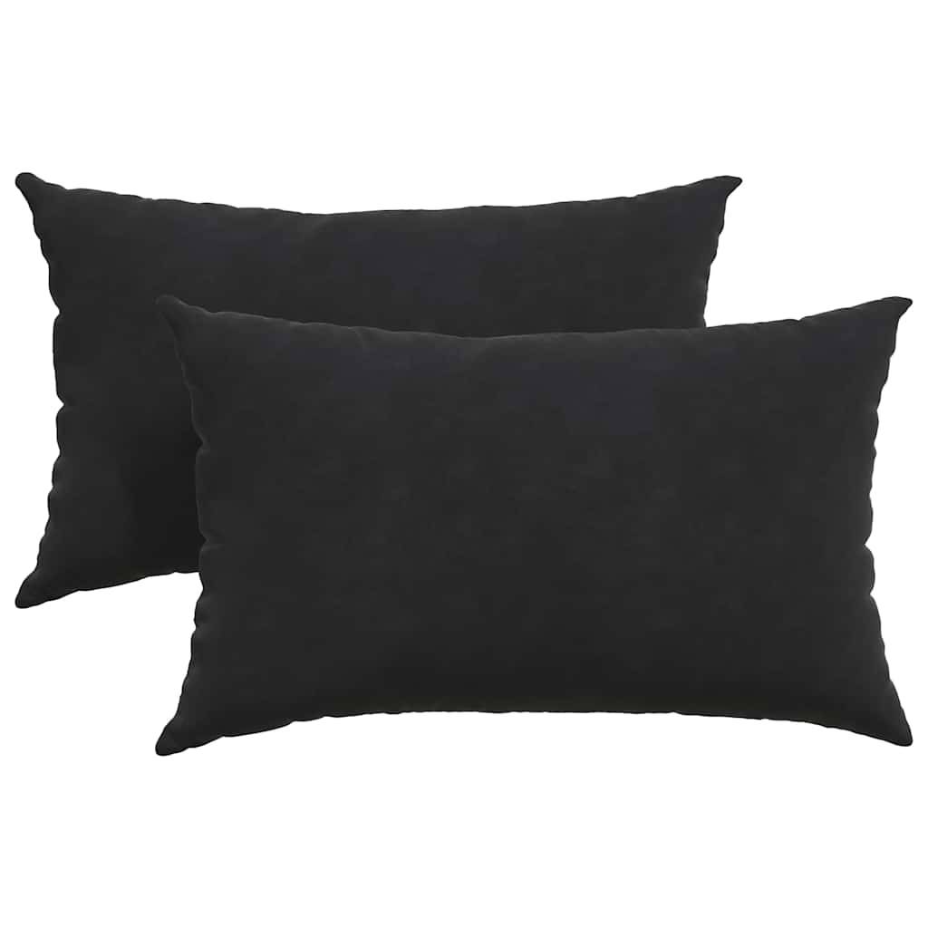 Lot de 2 Coussins de Canapé Velours Côtelé Déhoussable pour Salon et Chambre Noir 50x30 cm – ComfortXL Outdoor Living - Image 2
