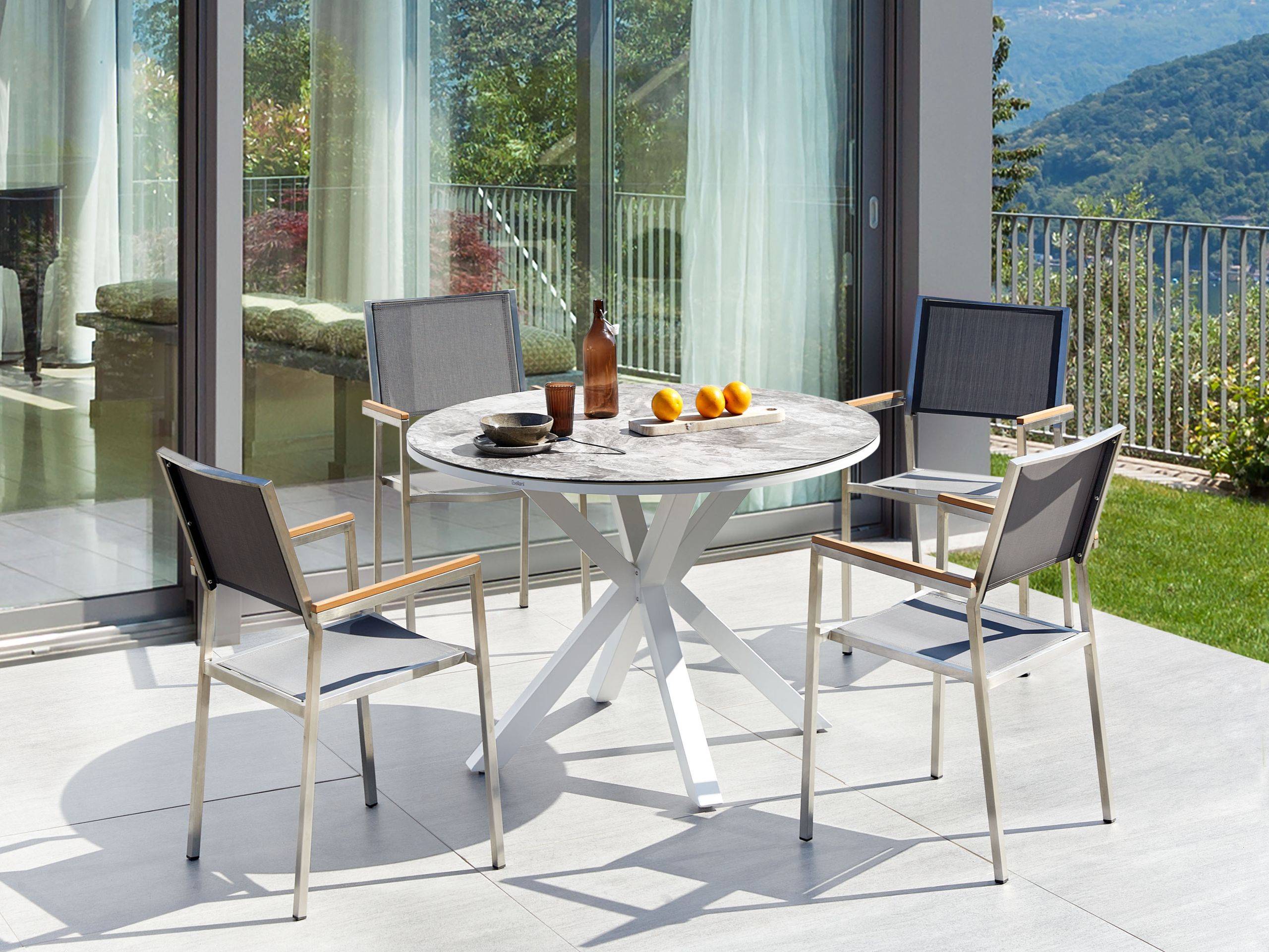 Beliani - Set de salle à manger, 4 Personnes Aluminium Gris/blanc MALETTO/GROSSETO - Beliani - Image 1