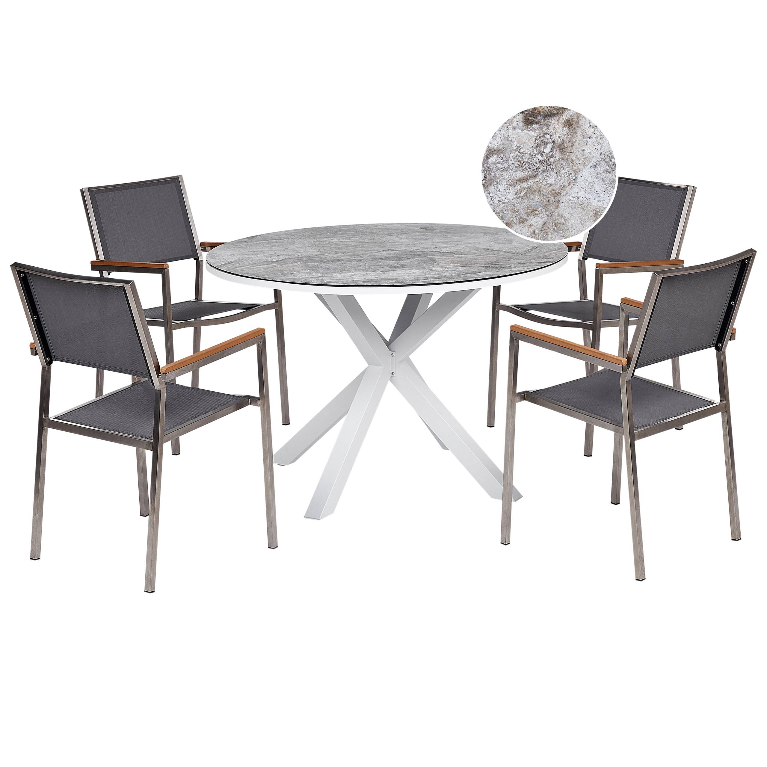 Beliani - Set de salle à manger, 4 Personnes Aluminium Gris/blanc MALETTO/GROSSETO - Beliani - Image 2
