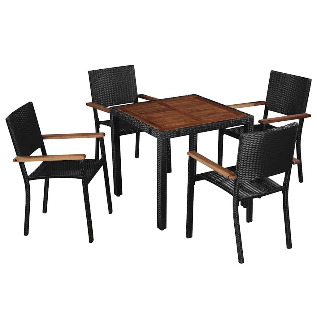 Vidaxl - Ensemble à manger d'extérieur 5 pcs-Salons de jardin Rotin et bois d'acacia Noir 353025 - Image 1