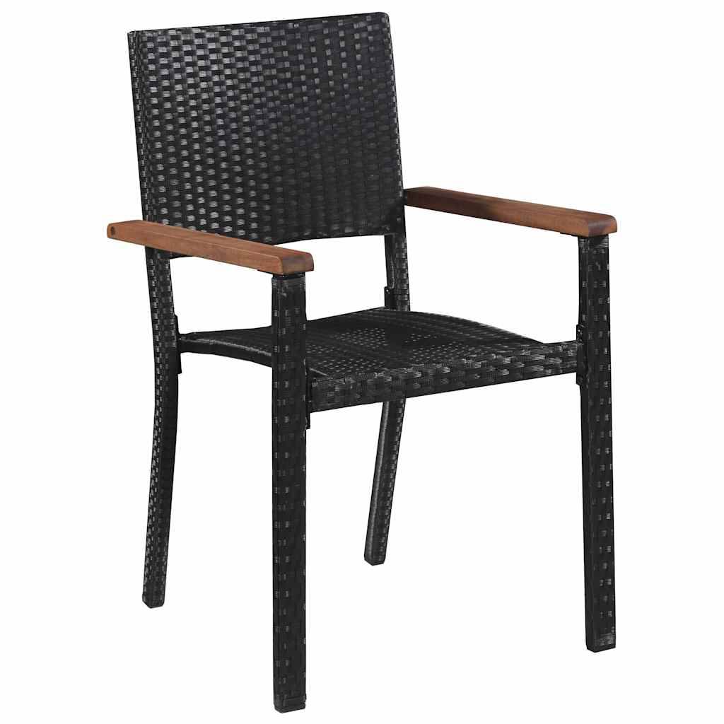 Vidaxl - Ensemble à manger d'extérieur 5 pcs-Salons de jardin Rotin et bois d'acacia Noir 353025 - Image 3