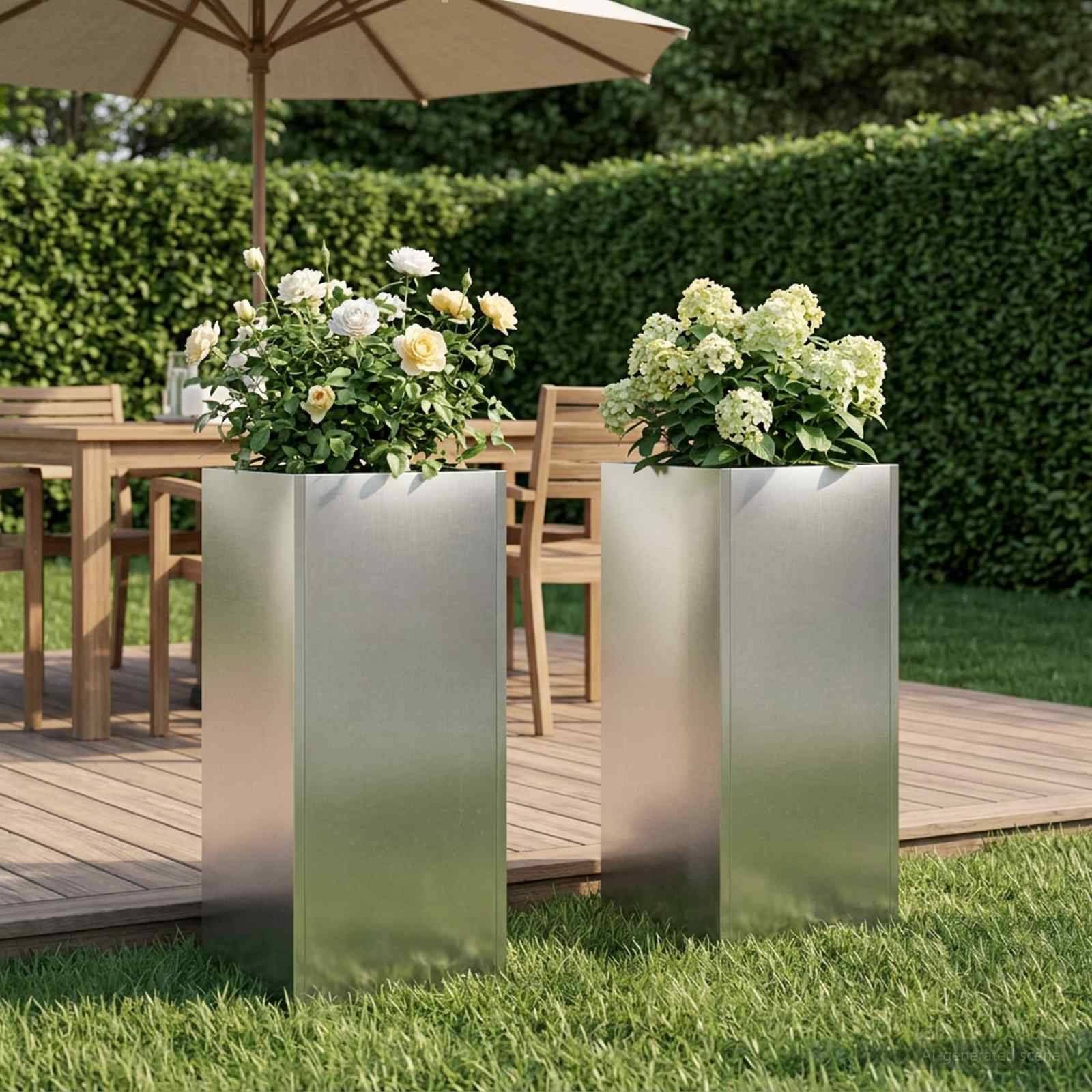 Vidaxl - Cache-pot de jardin 2 pc Argenté 20 x 20 x 50 cm vidaXL 8005311 - Image 1