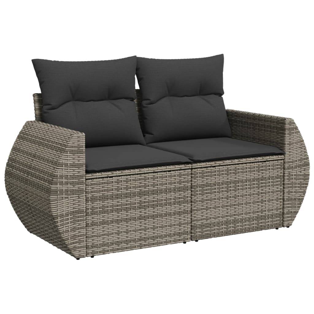 ComfortXL - Salon de Jardin Gris 9 Pièces Résine Tressée avec Table Verre Coussins Gris Foncé – ComfortXL Outdoor Living - Image 3