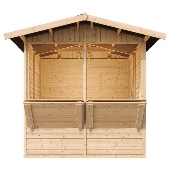 Timbela - Maison de jardin en bois H232x253x263 cm / 4 m² - Étal de marché en bois - Grand stand de vendeur avec comptoir - 17 mm d’épaisseur - Timbela M149 - Image 3