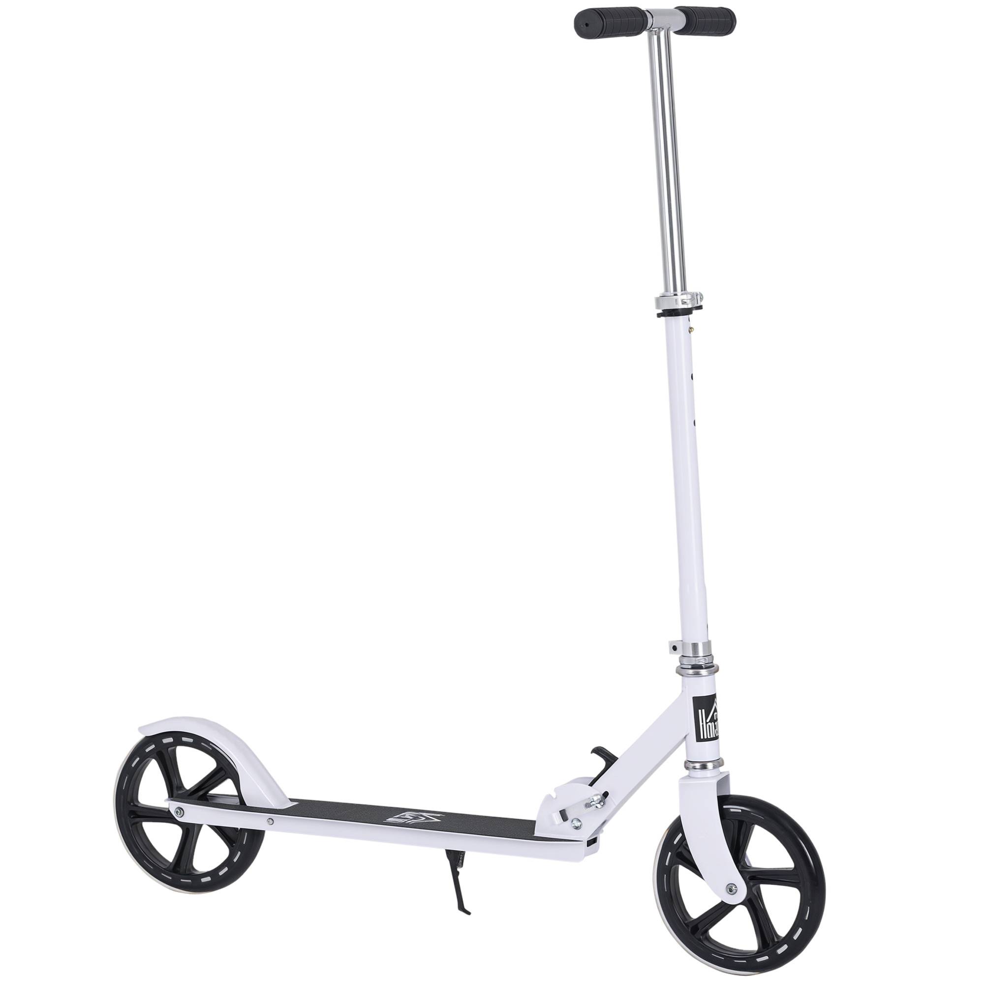 Trottinette Pliable Enfant et Adolescent, Guidon Réglable sur 4 Niveaux, Frein Arrière, 100 kg Max., Blanc - Image 1