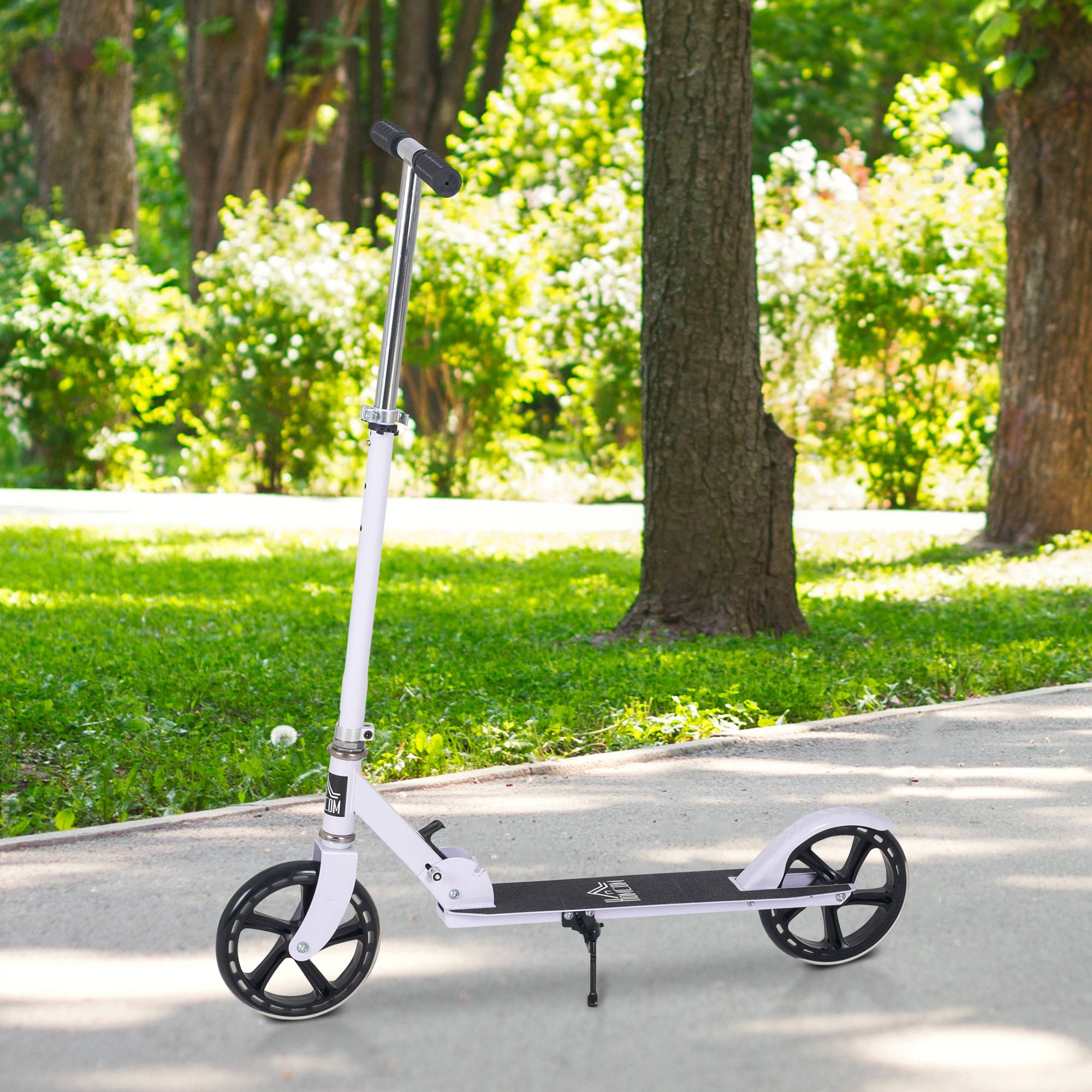 Trottinette Pliable Enfant et Adolescent, Guidon Réglable sur 4 Niveaux, Frein Arrière, 100 kg Max., Blanc - Image 4