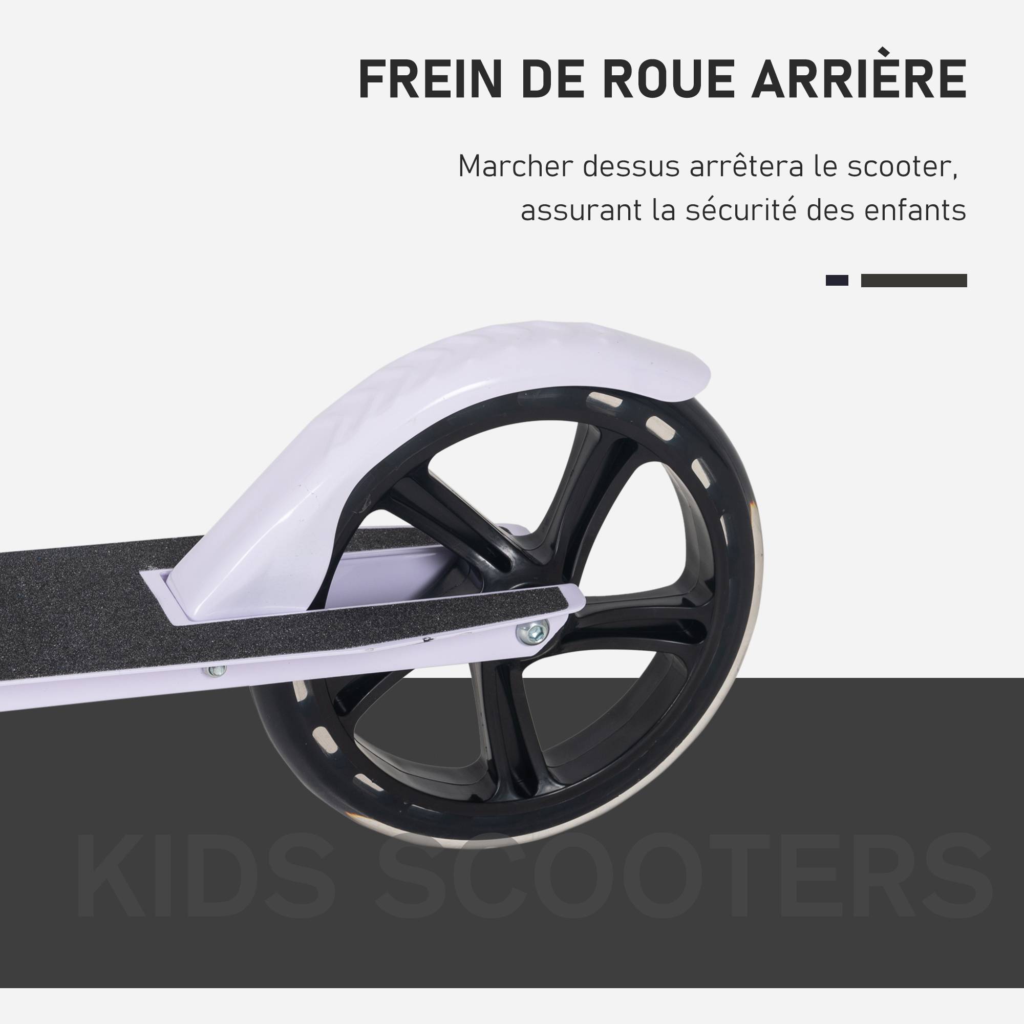 Trottinette Pliable Enfant et Adolescent, Guidon Réglable sur 4 Niveaux, Frein Arrière, 100 kg Max., Blanc - Image 6