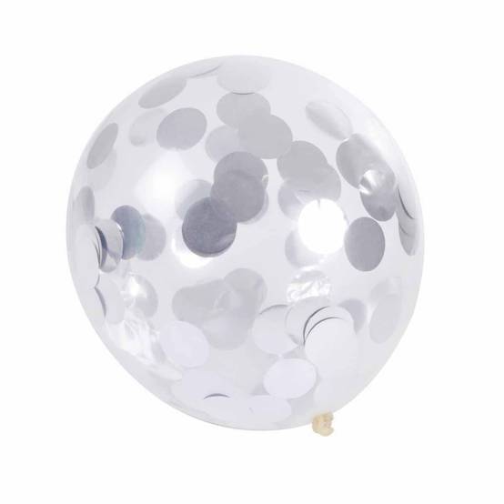 Lot de 6 Ballons Gonflables "Confettis" 30cm Argent