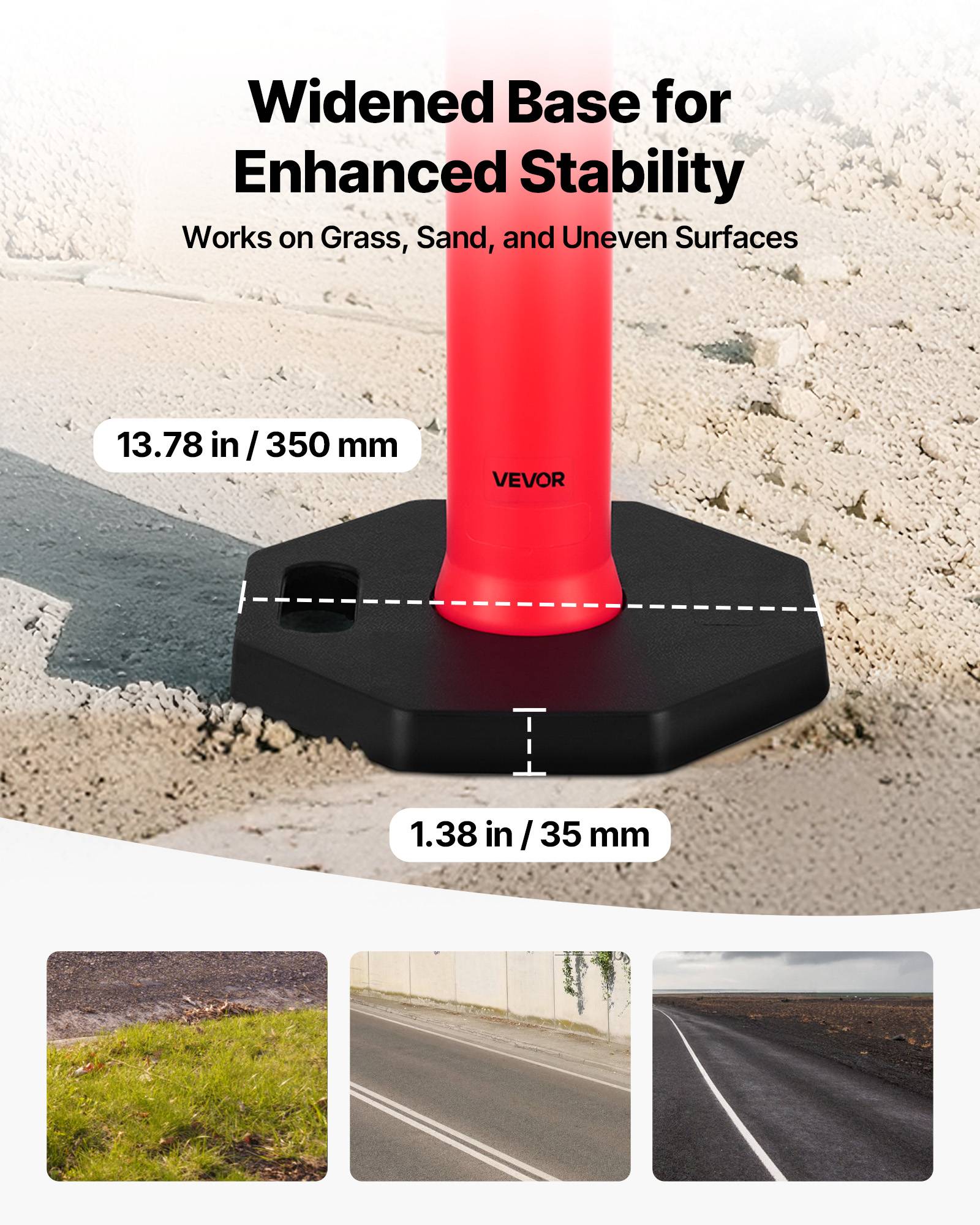 VEVOR Poteau de Signalisation Balise de Délimitation 2PCs 114 cm Base Lestée - Image 3