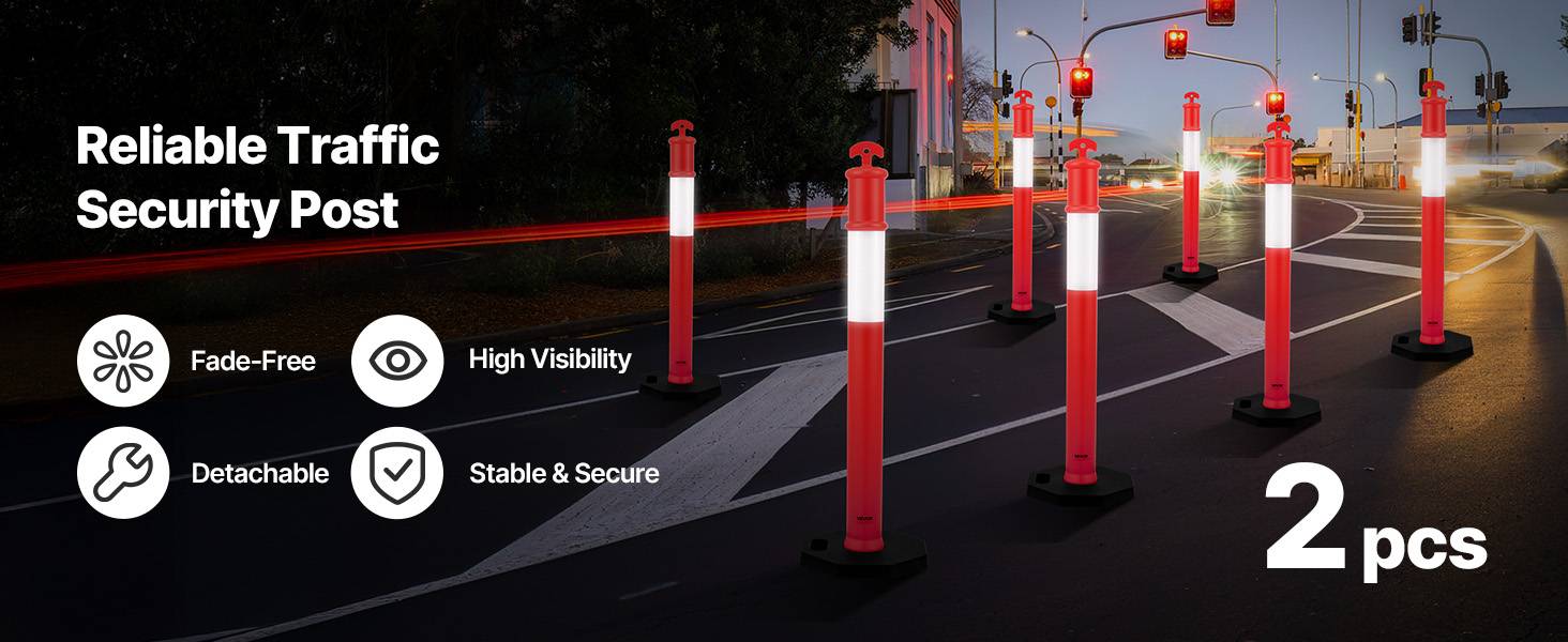 VEVOR Poteau de Signalisation Balise de Délimitation 2PCs 114 cm Base Lestée - Image 9