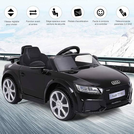 DREAMADE Voiture Électrique Audi 12V Enfant 3-8 Ans Avec Télécommande - Noire, Doubles Portes