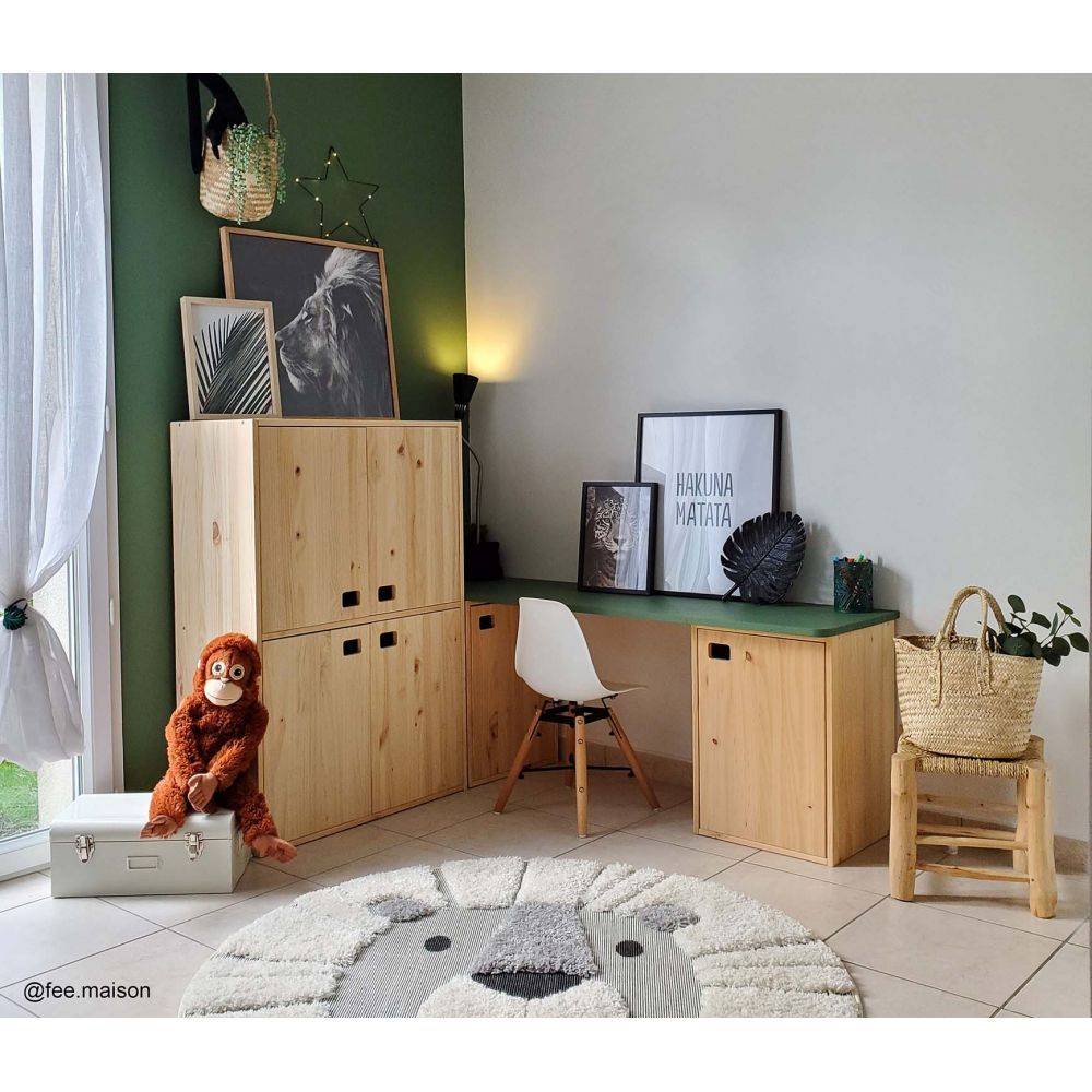 Armoire en pin brut 2 portes 4 tablettes Dinamic - Image 4