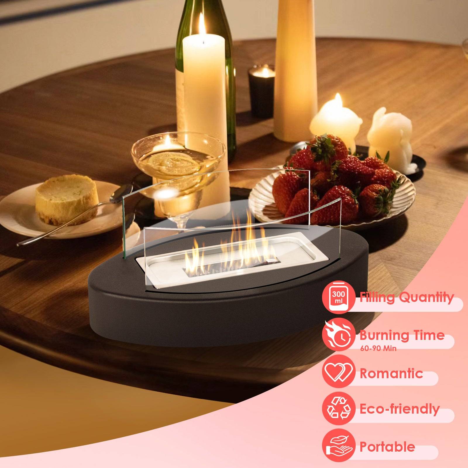 Todeco Cheminée de table, cheminée au bioéthanol, portable feu de table pour extérieur et intérieur, torche de jardin et cheminée au bioéthanol - Image 2