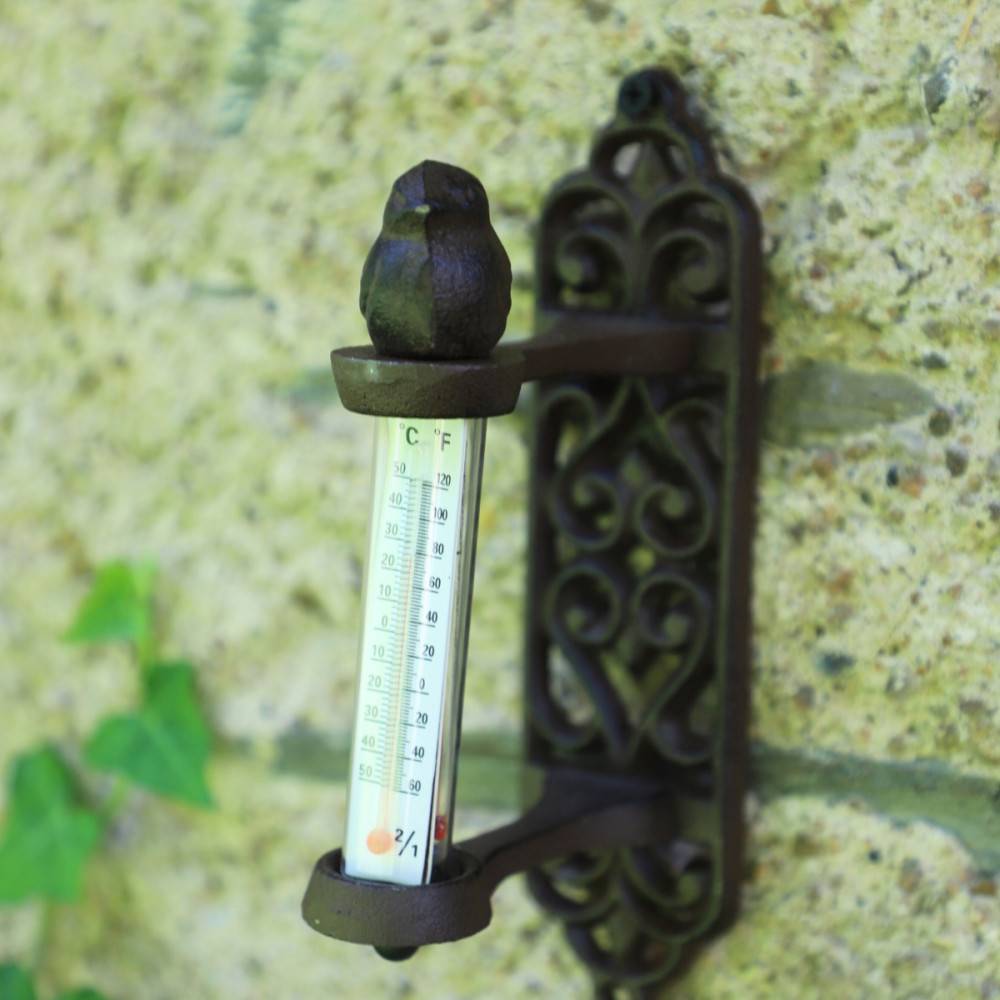 Thermomètre en fonte marron et verre 5 x 20 x 20 cm Chemin de campagne - Image 3