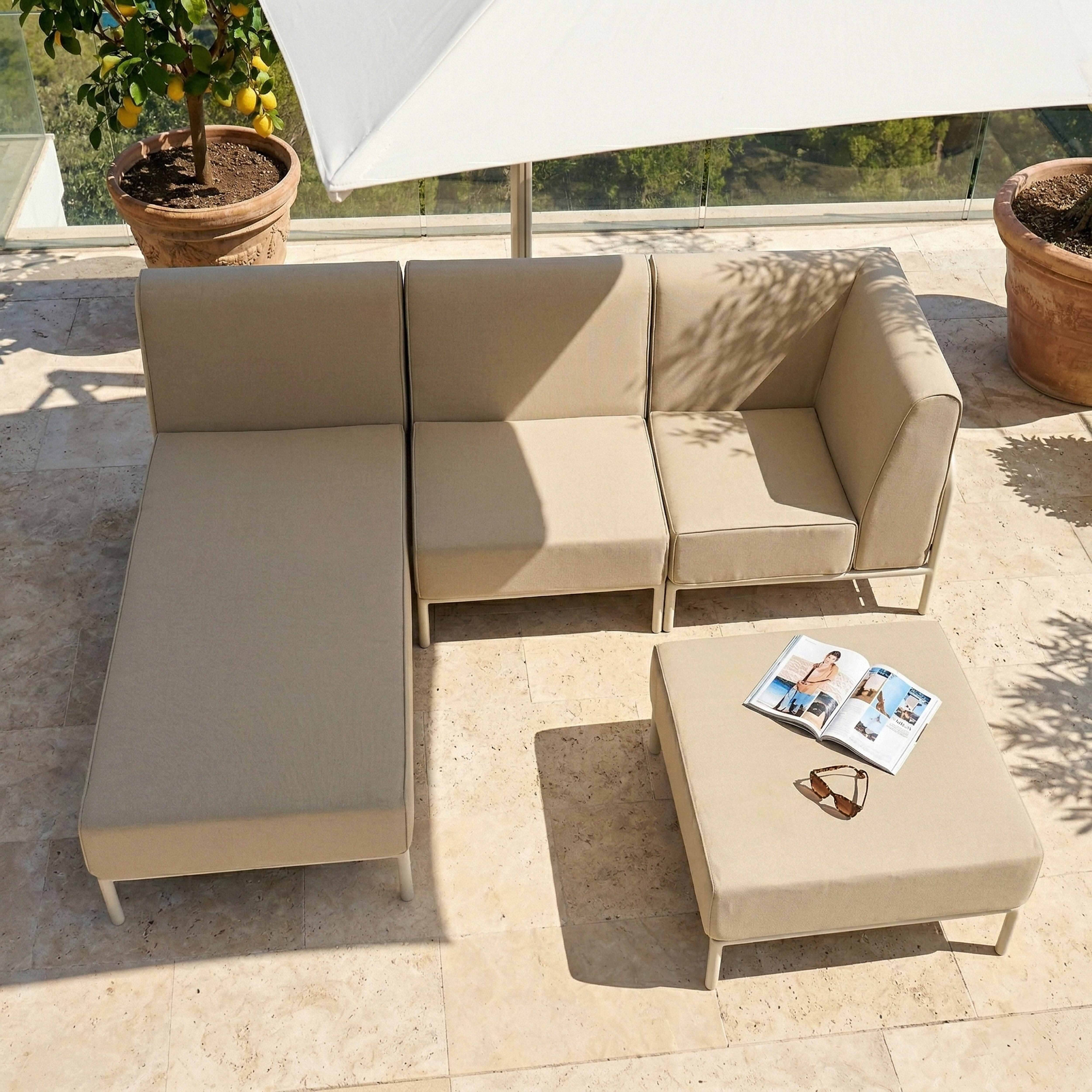 Oviala - Salon de jardin bas modulable uni 4 places beige Patio - Oviala - Image 3