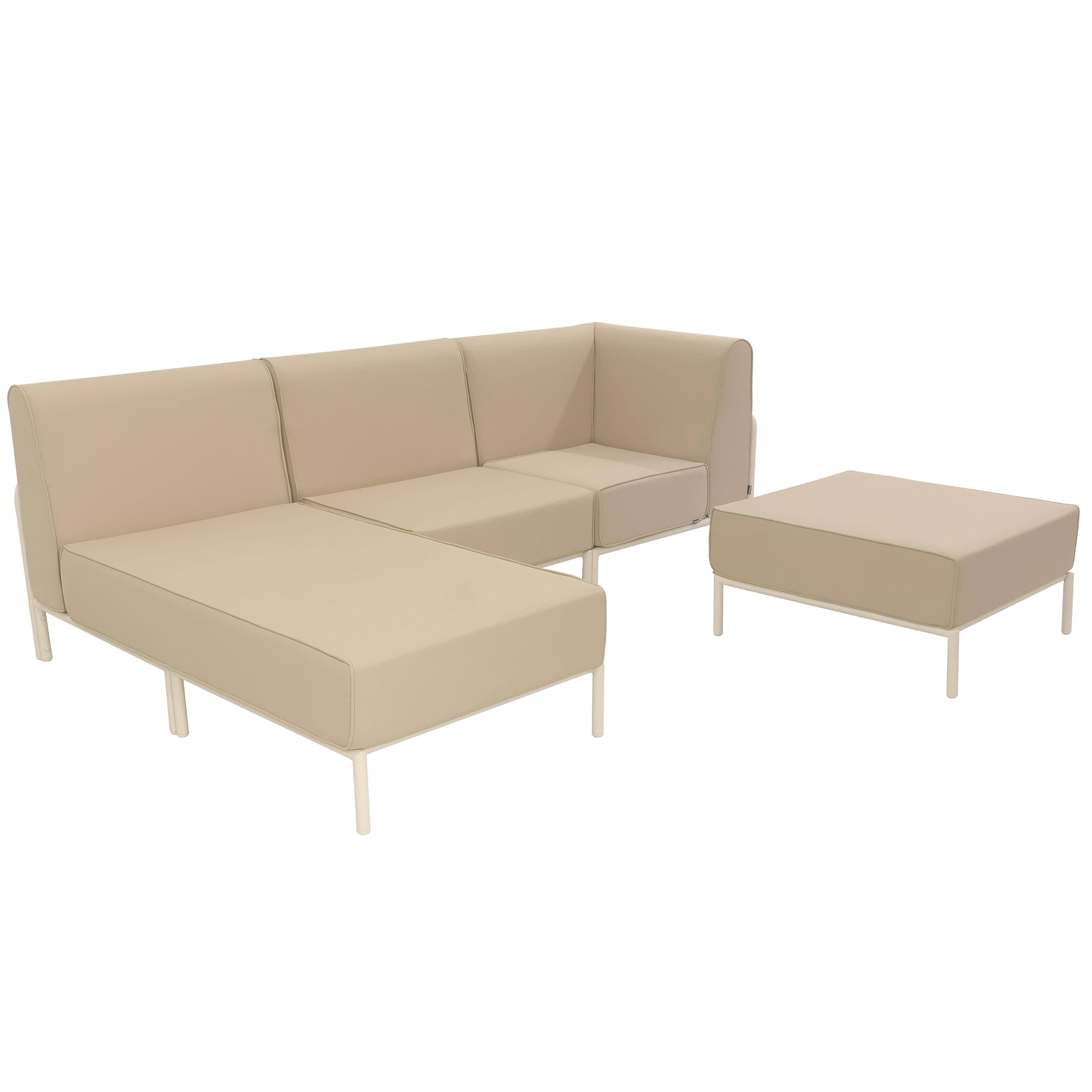 Oviala - Salon de jardin bas modulable uni 4 places beige Patio - Oviala - Image 1