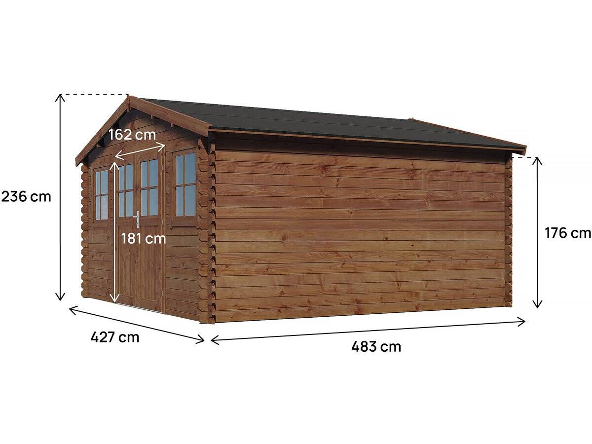 Abri De Jardin Bois Traité Autoclave Marron "lormont" - 21,2 M² - 28 Mm -habitat Et Jardin - Image 3