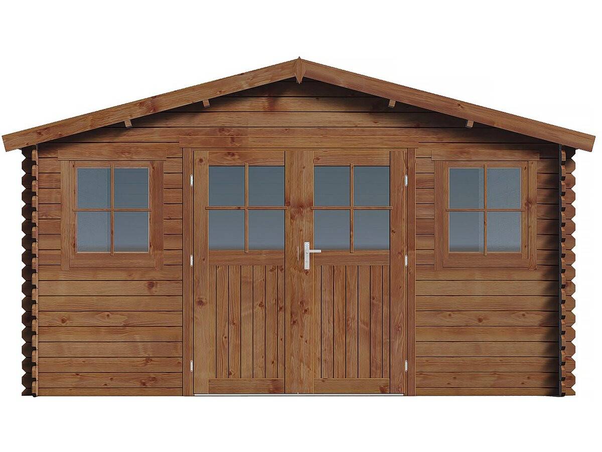 Abri De Jardin Bois Traité Autoclave Marron "lormont" - 21,2 M² - 28 Mm -habitat Et Jardin - Image 4