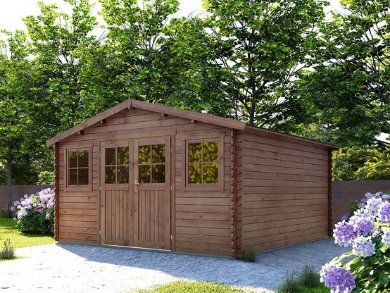 Abri De Jardin Bois Traité Autoclave Marron "lormont" - 21,2 M² - 28 Mm -habitat Et Jardin - Image 2