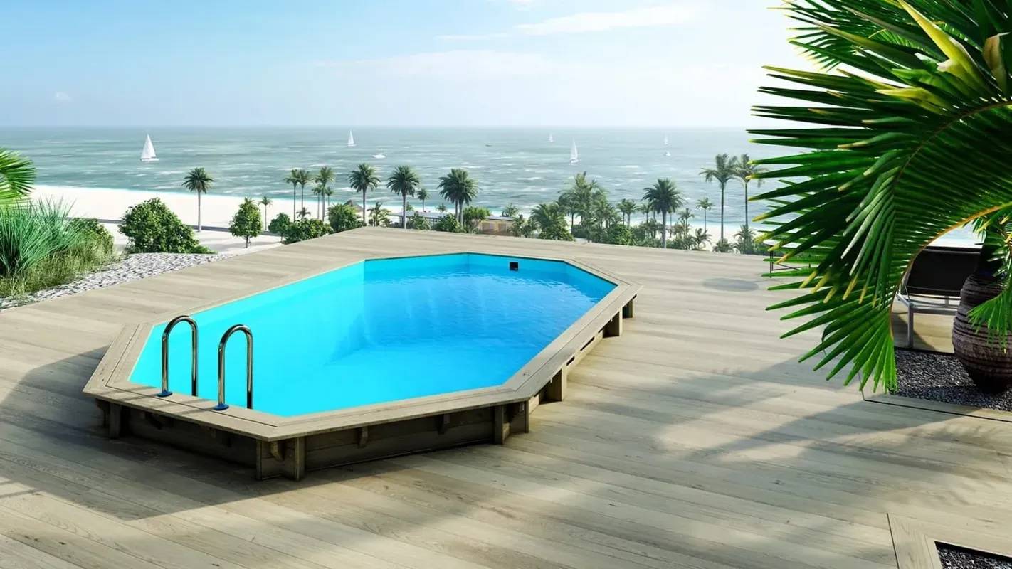 Altanka - Piscine en bois 6,57x4,57 - H.1,31 m - avec filtration et coffre - BAS749OSPI+SZA - Image 2