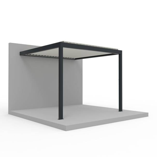 Pergola Bioclimatique Aluminium Adossée Motorisée Éclairée 3x3 Anthracite SV ORIAL France - Image 6
