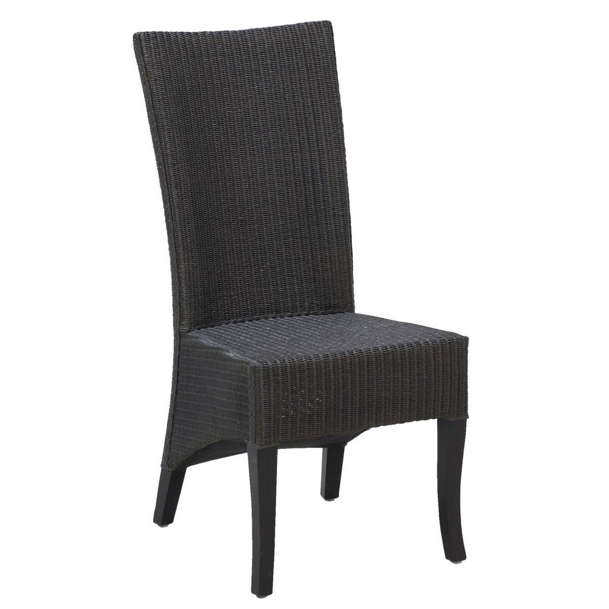 Aubry Gaspard - Chaise en loom noir et acajou Adlon - Image 1