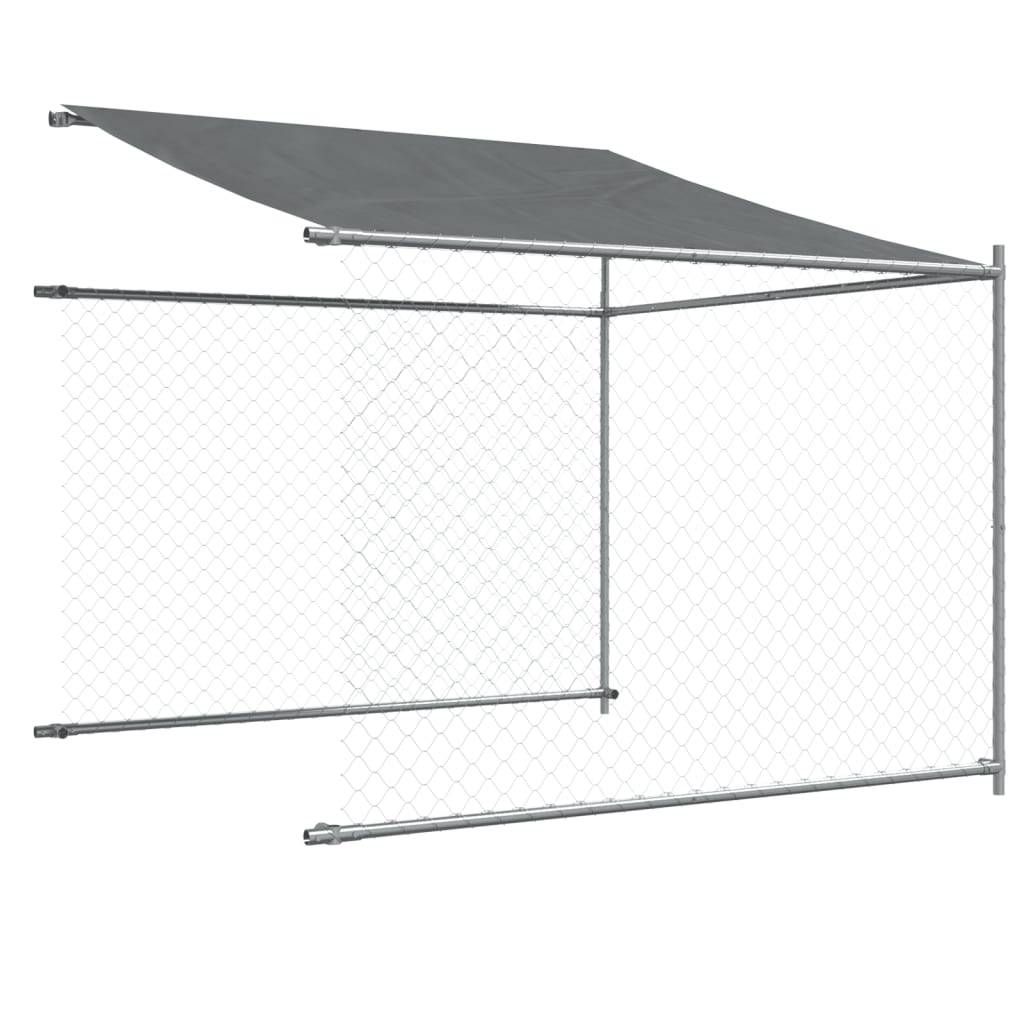 Cage pour chien - Cage extérieur/intérieur avec toit et porte gris 4x2x2 m acier galvanisé - Image 8