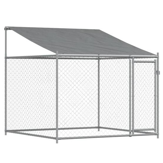 Cage pour chien - Cage extérieur/intérieur avec toit et porte gris 4x2x2 m acier galvanisé - Image 7